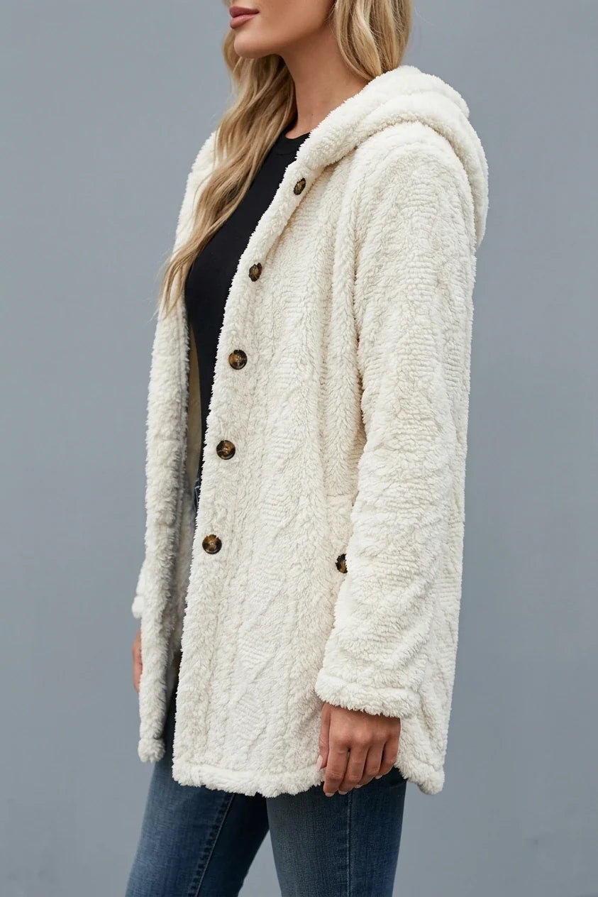 Autumn Winter Thickened Plush Hooded Casual Outing Warm Overcoat — variant_front