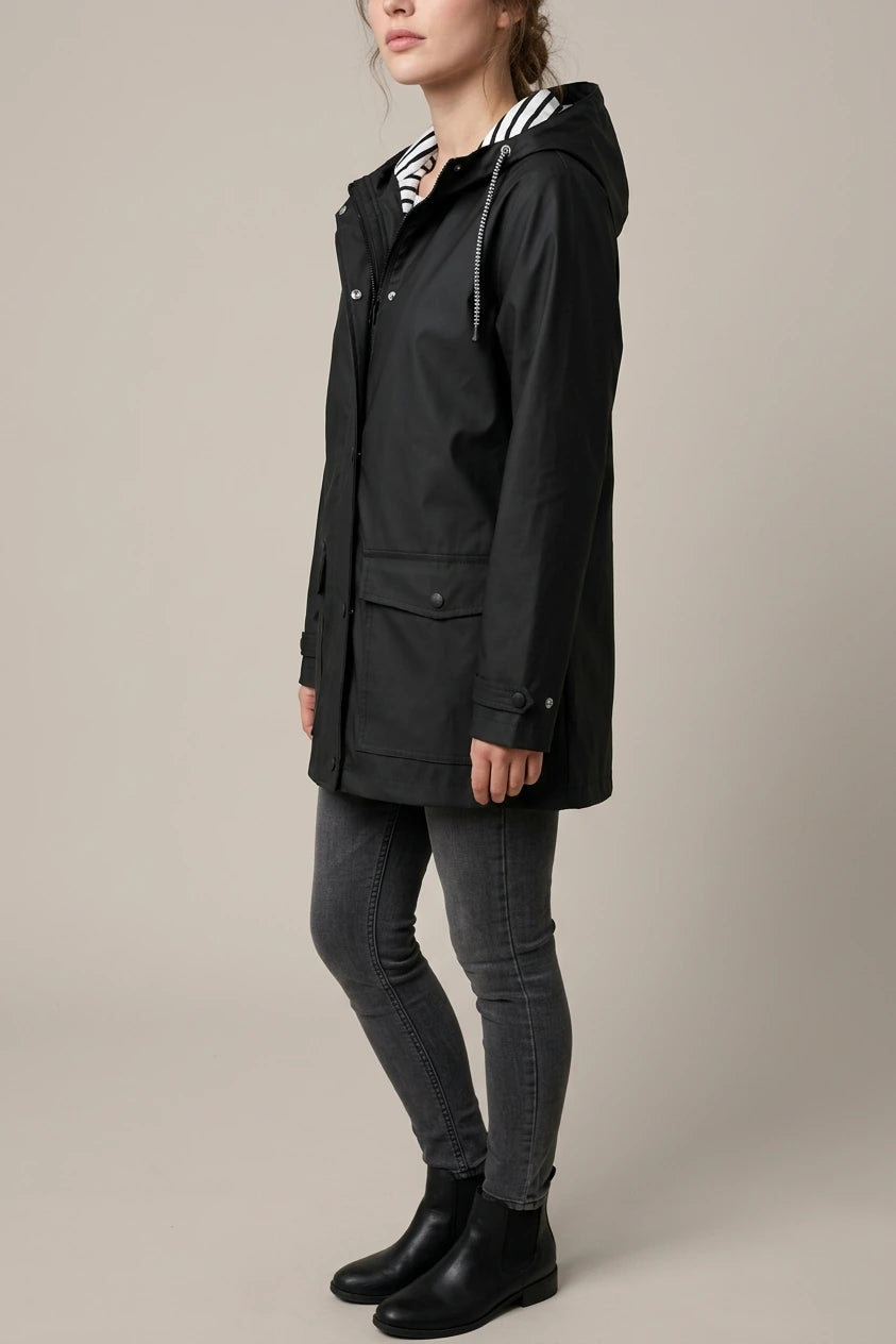 Women's Waterproof Hooded Raincoat with Zip Closure — variant_front