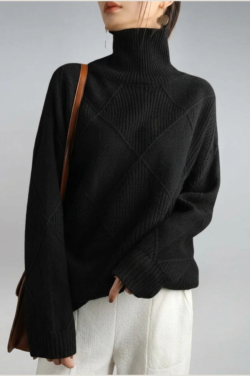 Sweater Women - Cashmere Knit Soft Sweater with Turtleneck — variant_front