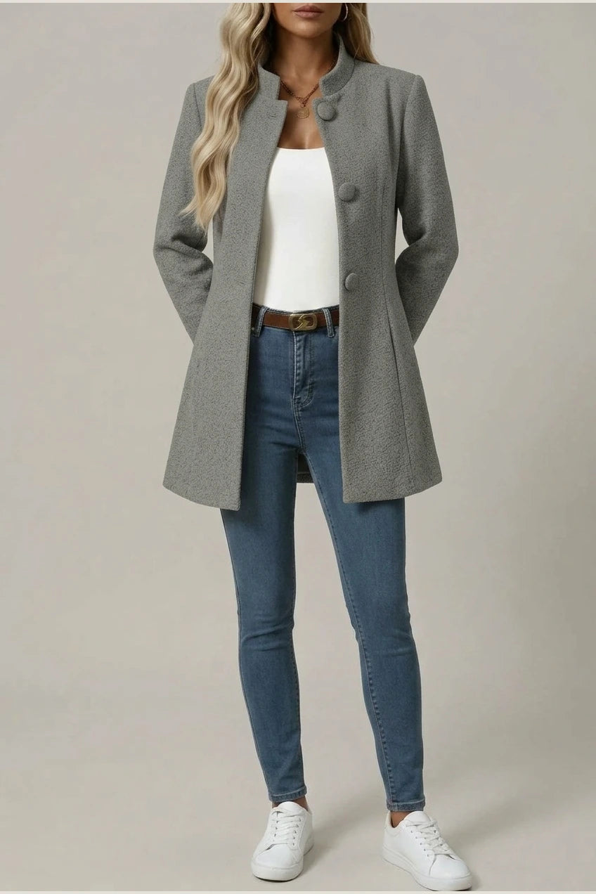 Hallie | Women's Button-Down A-Line Coat — variant_front