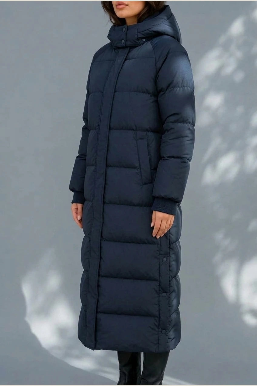 Women’s Long Puffer Coat – Hooded Padded Winter Jacket — variant_front