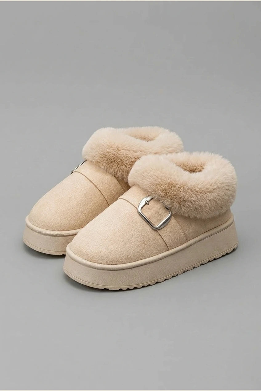Women's Faux Fur Buckle Ankle Boots – Suvrelle — variant_front