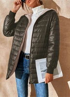 Lightweight Hooded Puffer Jacket with Ribbed Cuffs — variant_front