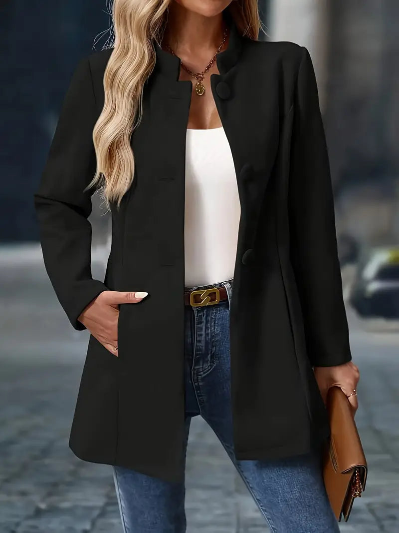 Juliette | Elegant Stand-Collar Button Coat — variant_front