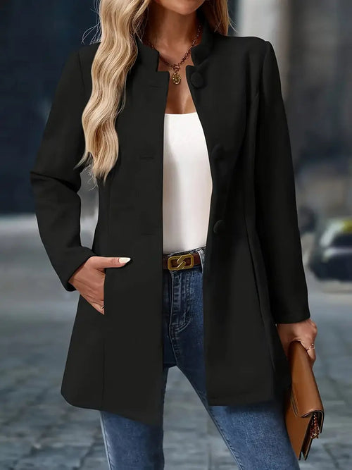 Juliette | Elegant Stand-Collar Button Coat — variant_front