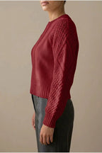 Women's Cable Knit Crew Neck Jumper for Autumn Winter — variant_front