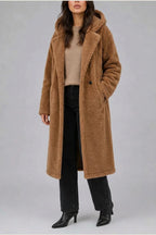 Women’s Long Hooded Teddy Coat – Oversized Borg Winter Coat — variant_front
