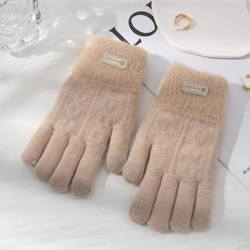 Plush Fluffy Knit Winter Gloves with Touchscreen Fingertips — variant_front
