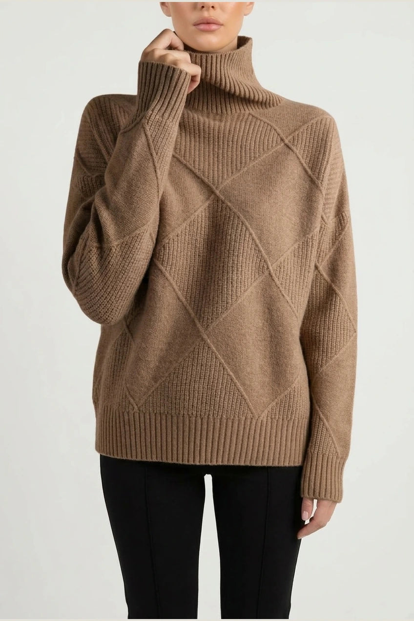 Sweater Women - Cashmere Knit Soft Sweater with Turtleneck — variant_front