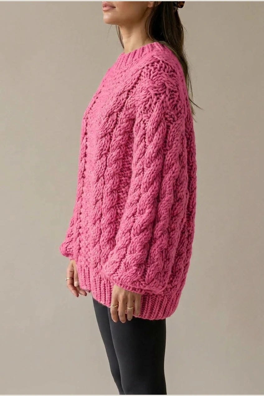 Ella | Women's Oversized Chunky Cable-Knit Jumper Dropped Shoulder — variant_front