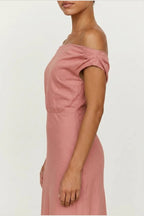 Scarlett | Women's Off-Shoulder Midi Cocktail Party Dress Cotton Blend — variant_front