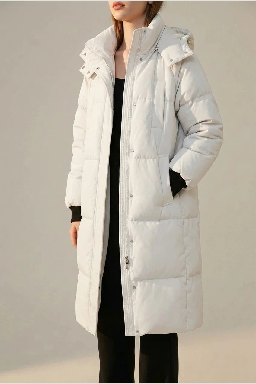 Gina™ - Classic Hooded Long Puffer Coat — variant_front