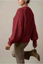 Women's Cable Knit Crew Neck Jumper for Autumn Winter — variant_front