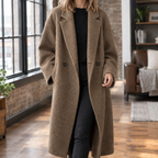 Oversized Long Wool Coat with Double Button — variant_front