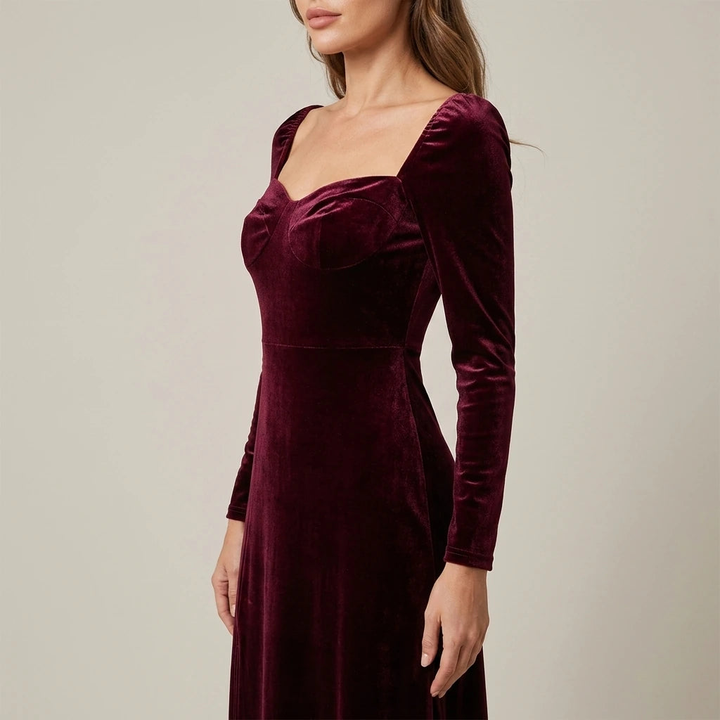 Velvet Autumn Wedding Guest A-Line Midi Dress with Long Sleeves for Women — velvet-autumn-wedding-guest-a-line-midi-dress-with-long-sleeves-for-women_lifestyle_natural_01_02.webp