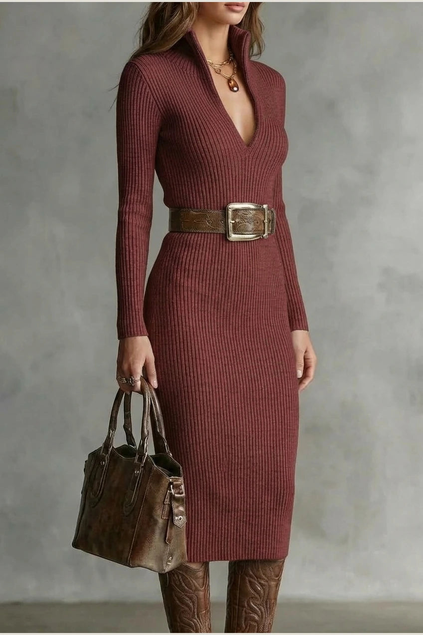 Valenoré – Sculpted elegance – Knit midi dress — variant_front