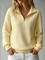 Half Zip Sweatshirt Quilted Texture Collar, Relaxed Fit — variant_front