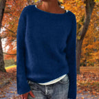 Cosy Knit Sweater with Boat Neck and Long Sleeves — variant_front
