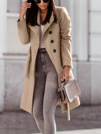 Belted Wool Coat with Wide Collar and Fitted Waist, Women's — variant_front
