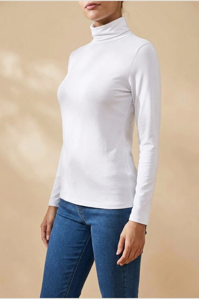 Women's Turtleneck Sweater Roll Neck Long Sleeve Straight Cuffs Plain Casual Layering — variant_front