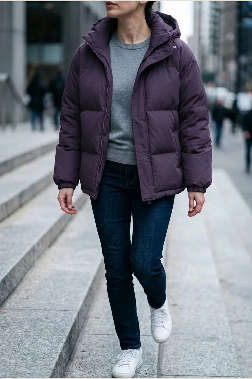 Grace | Women's Hooded Puffer Winter Jacket Zip-Up Padded Coat — variant_front