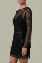 Phoebe | Women's Sequin Mesh Long-Sleeve Autumn Dress Mini Party — variant_front