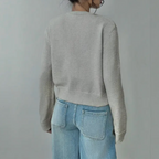 Soft Cropped Knit Cardigan with Round Neck — variant_front