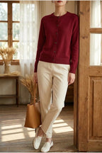 Evelyn | Women's Merino Wool Long Sleeve Knit Jumper Cardigan — variant_front