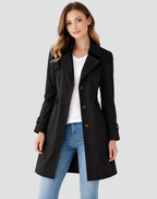 Fitted Trench Coat with Gold Buttons and Buttoned Cuffs — variant_front
