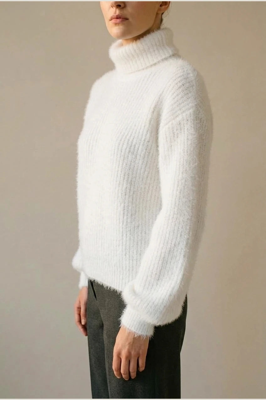 Scarlett | Women's Fluffy Turtleneck Loose Knit Sweater Jumper — variant_front