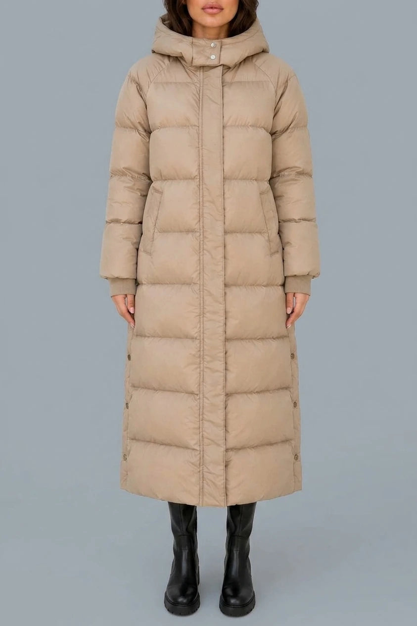Women’s Long Puffer Coat – Hooded Padded Winter Jacket — variant_front