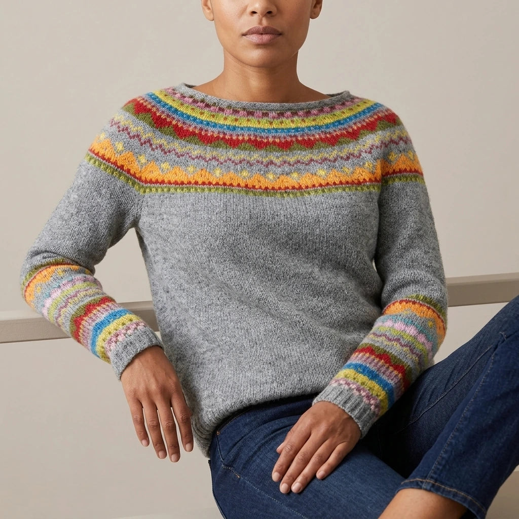 Ivy | Women's Merino Wool Sweater Fair Isle Knit Pullover Jumper — variant_front