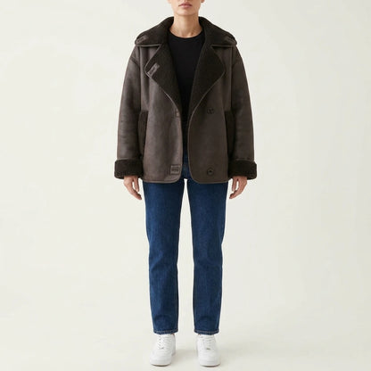 Ava | Women's Oversized Shearling-Lined Double-Breasted Jacket — variant_front