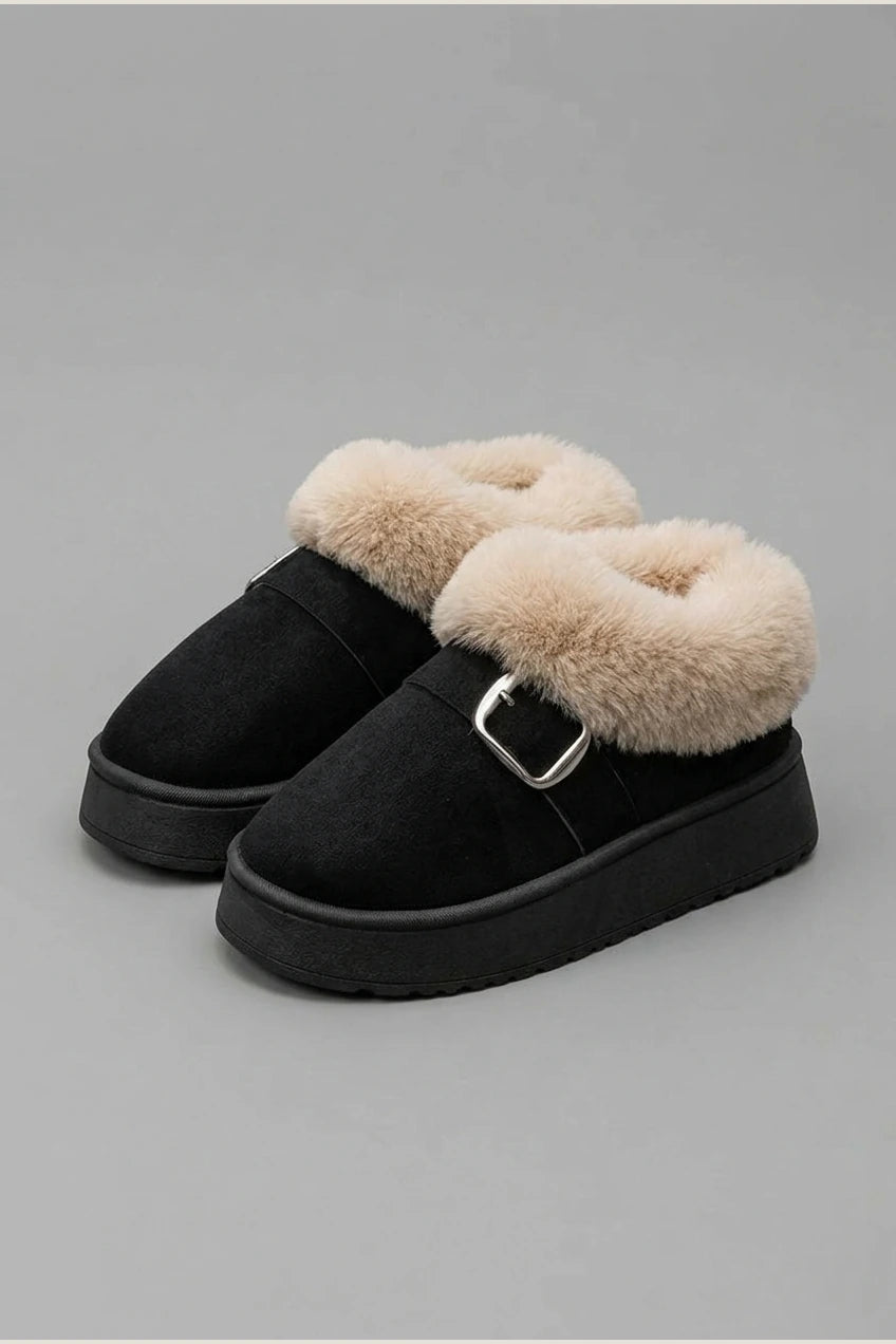 Women's Faux Fur Buckle Ankle Boots – Suvrelle — variant_front