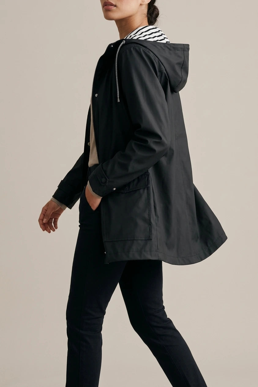 Women's Waterproof Hooded Raincoat with Zip Closure — variant_front