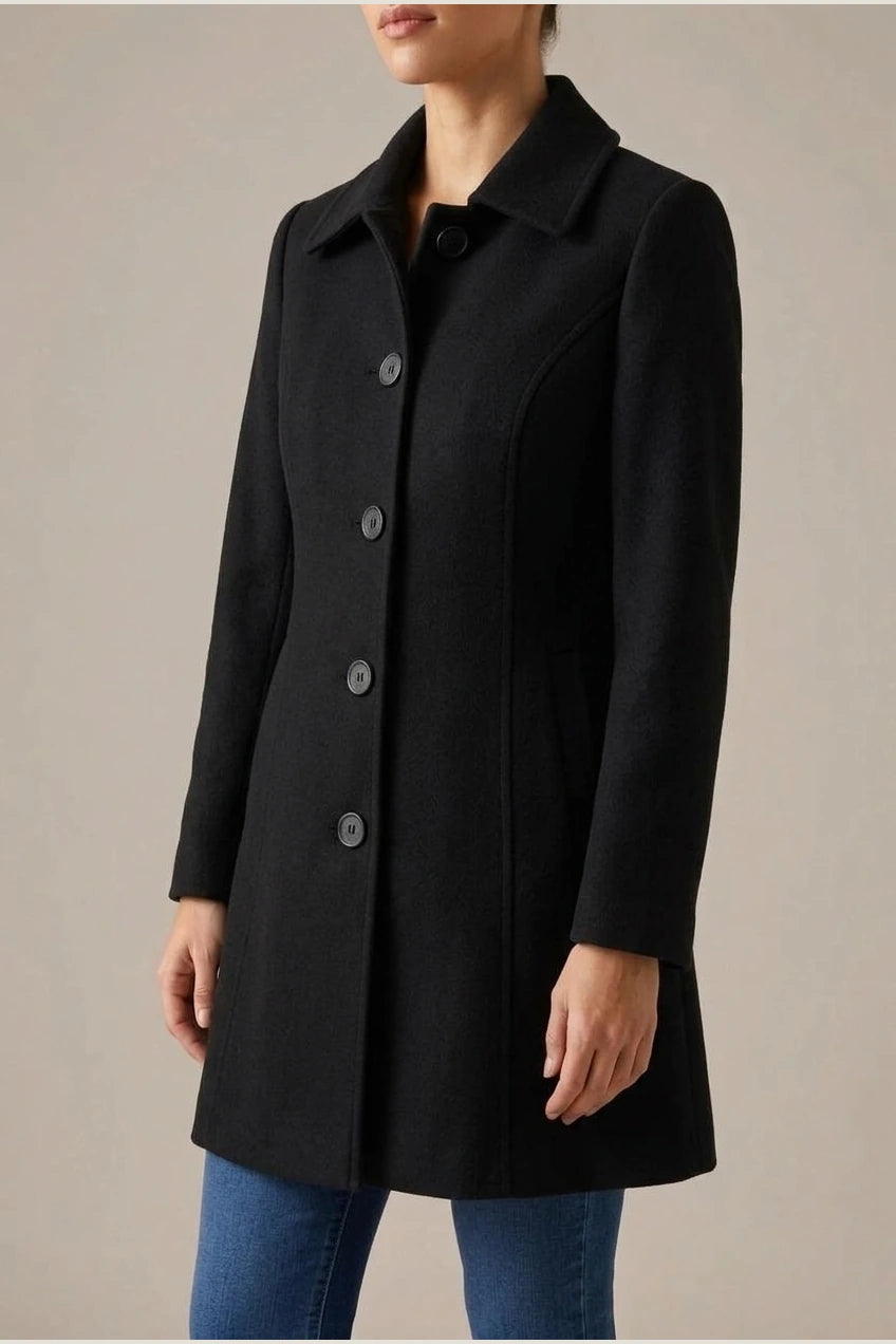 Timeless A-Line Wool Coat with Satin Lining — variant_front