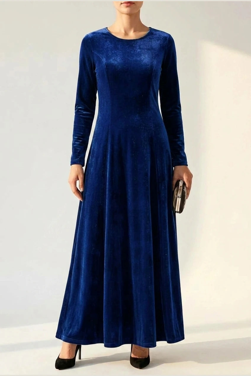 Emily | Women's Velvet Long Sleeve Formal Party Dress Maxi — variant_front