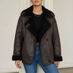 Ava | Women's Oversized Shearling-Lined Double-Breasted Jacket — variant_front