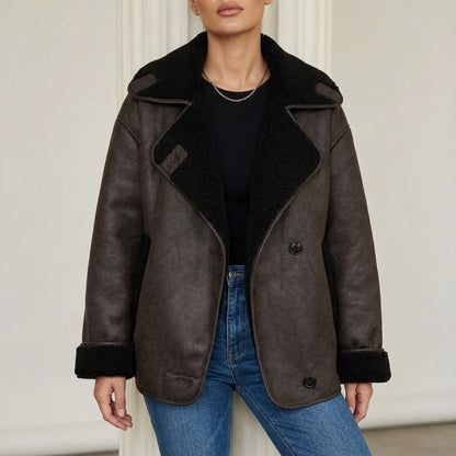 Ava | Women's Oversized Shearling-Lined Double-Breasted Jacket — variant_front