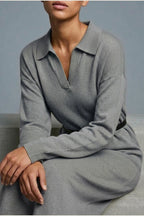 Dress Women - Knitted Jumper Dress with Polo Neck — variant_front