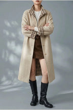 Women's Button-Front Wool-Blend Coat with Stand Collar — variant_front
