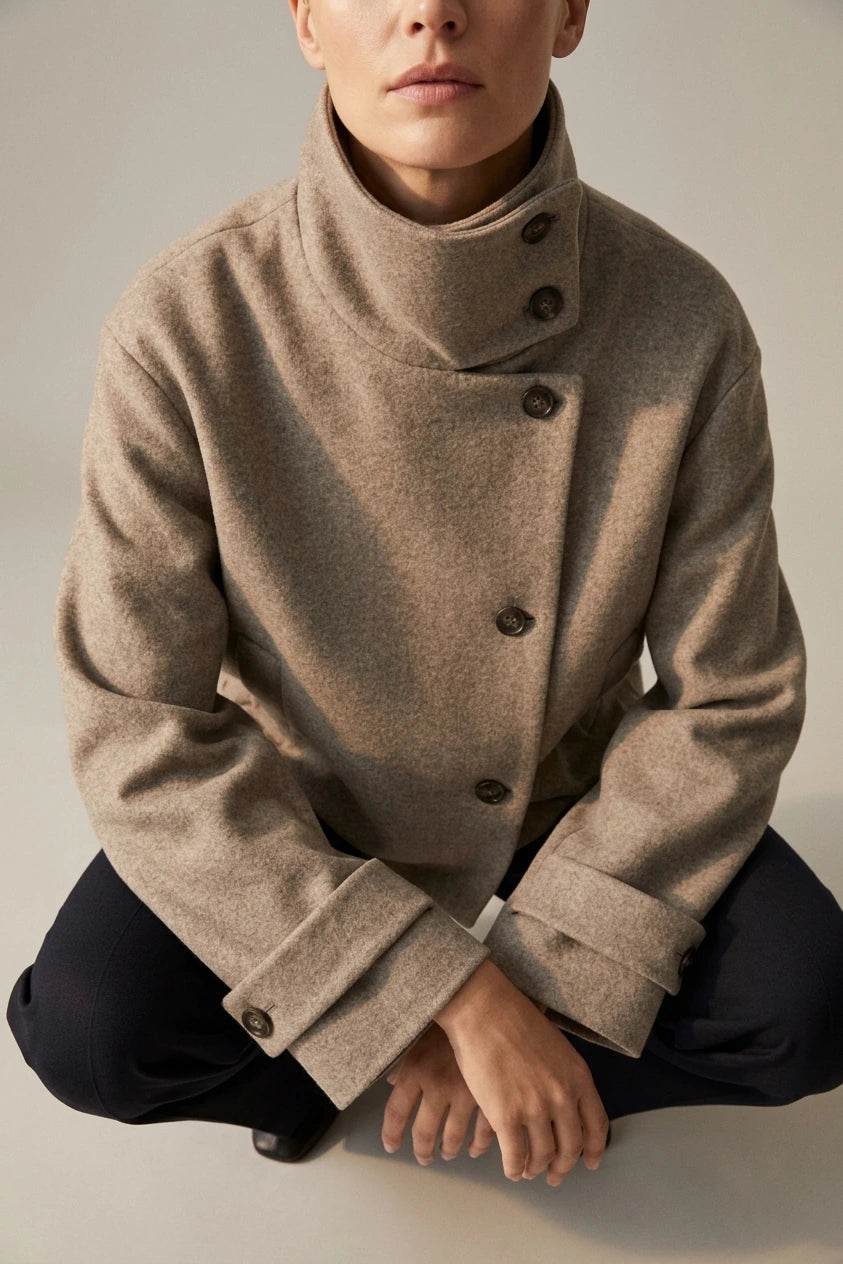 Jacket Women - Wool Blend Cropped Jacket with Buckle Collar — liora-womens-long-sleeve-coat-cozy-buckle-collar-winter-layer_lifestyle_natural_02_03.webp
