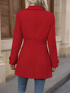 Fitted Double Breasted Trench Coat with Gold Button Detail — variant_front
