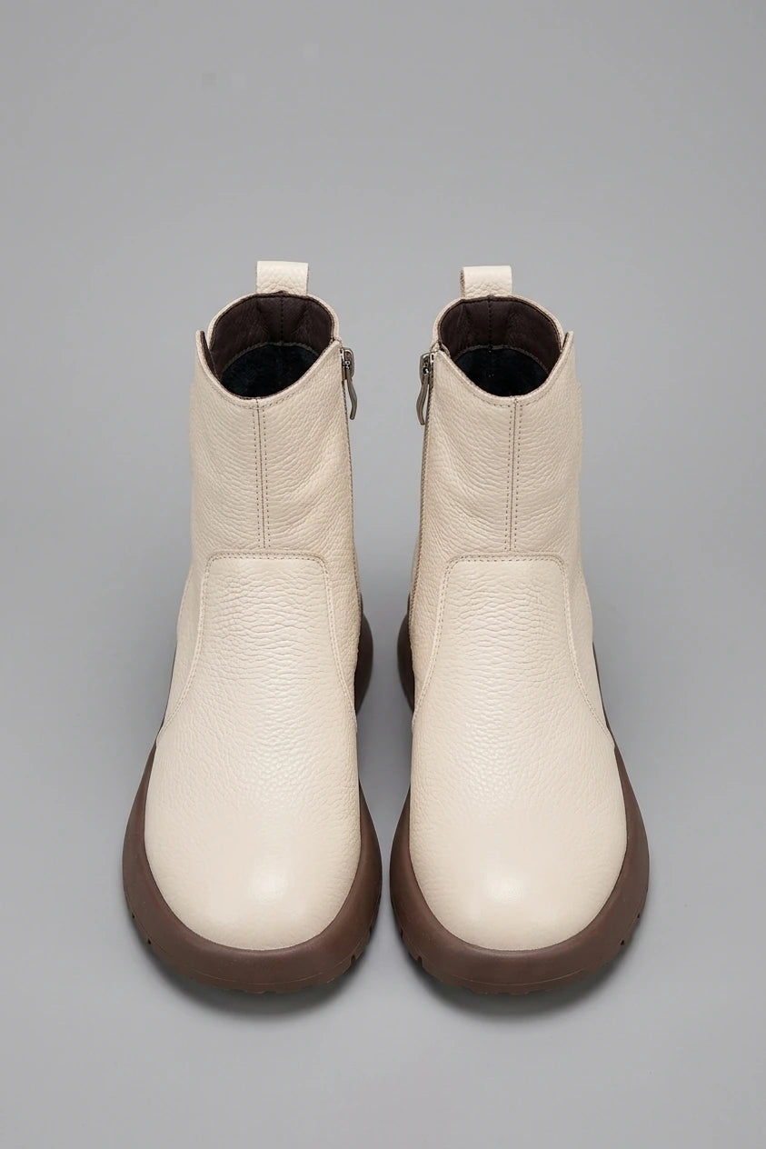Women's Leather Chunky Sole Ankle Boots – Loriselle — variant_front