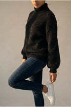 Scarlett | Women's Fluffy Turtleneck Loose Knit Sweater Jumper — variant_front