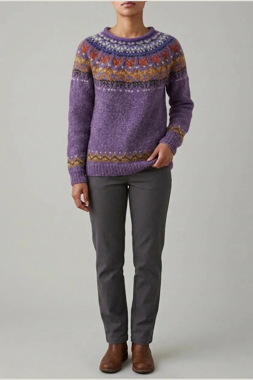 Ivana - Vintage Jacquard Crew Neck Sweater — variant_front