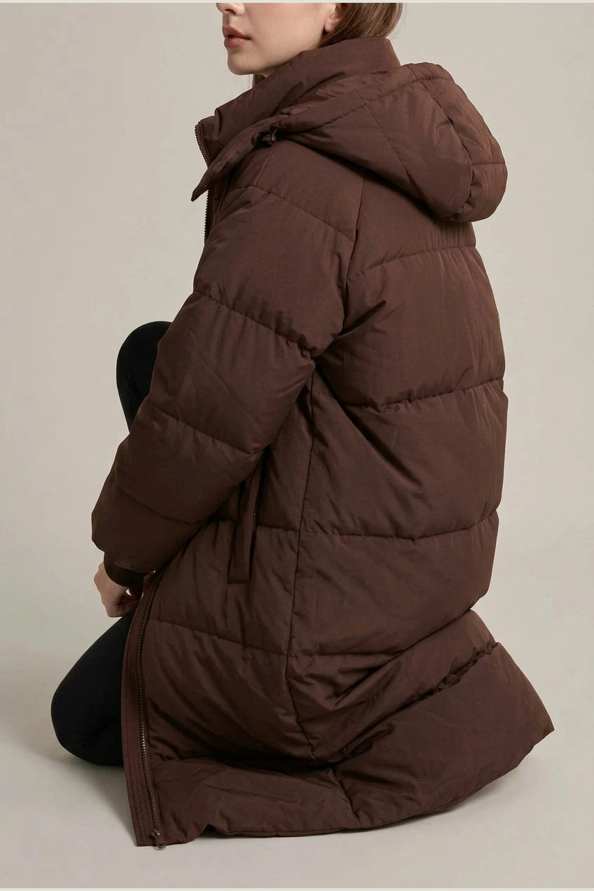 Gina™ - Classic Hooded Long Puffer Coat — variant_front